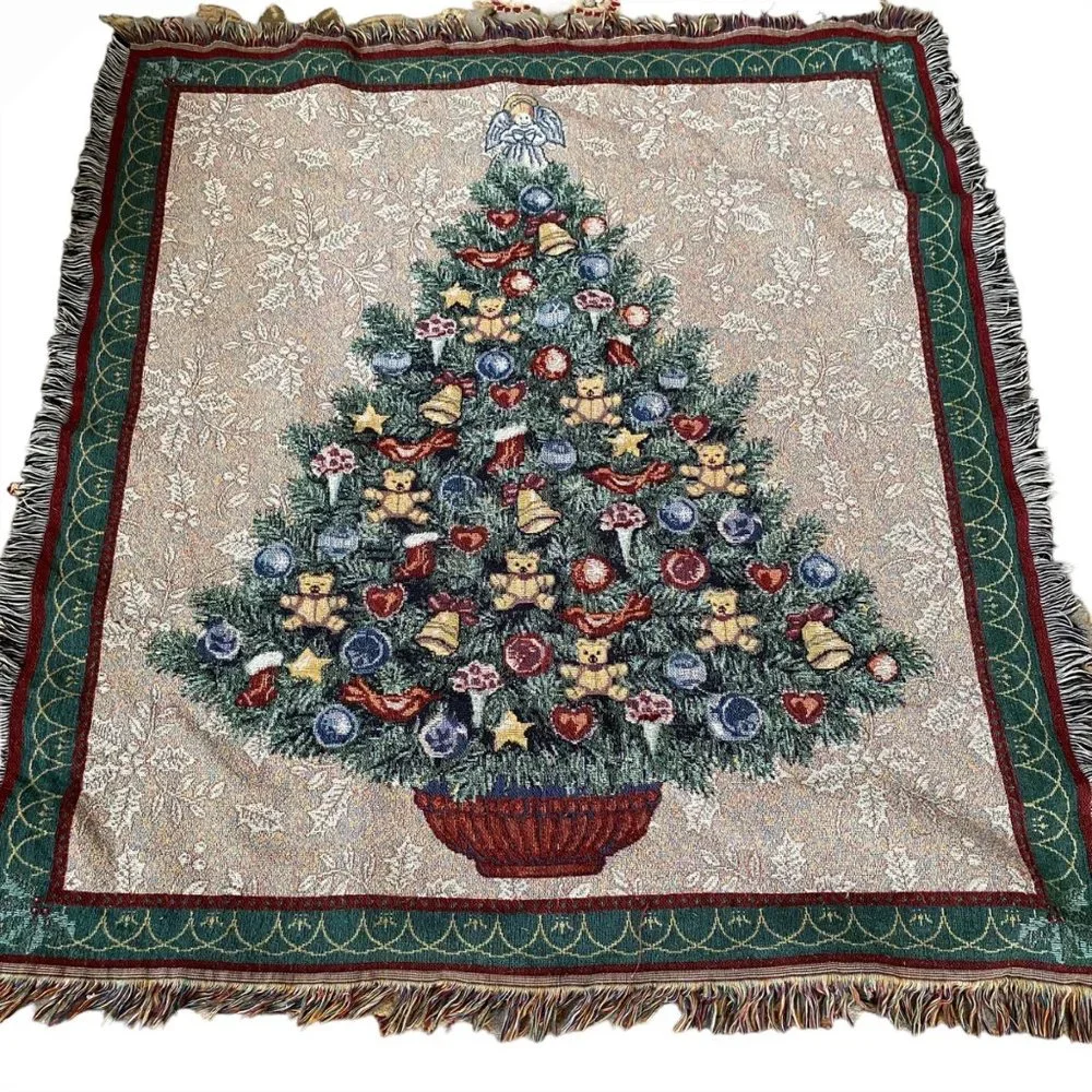 Mohawk Home tapestry Christmas tree afghan throw blanket angel‎ decor